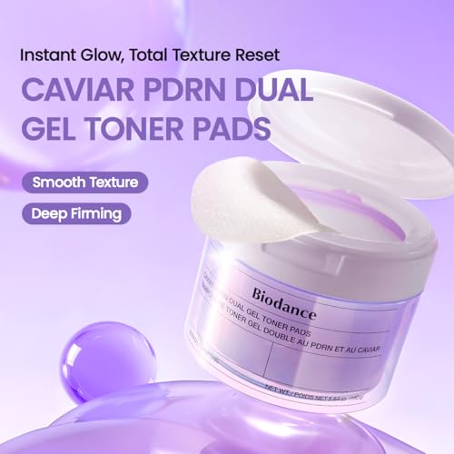 BIODANCE Caviar PDRN Dual Gel Toner Pads, Gentle Exfoliator & - Product Imagery
