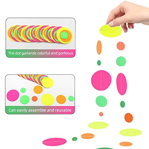 110feet UV Round Dot Paper Neon Garland Streamers Black Light - Product Imagery