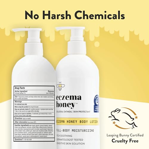 ECZEMA HONEY Oatmeal Body Lotion, Natural Dry Skin Repair (16 Oz) - Product Imagery
