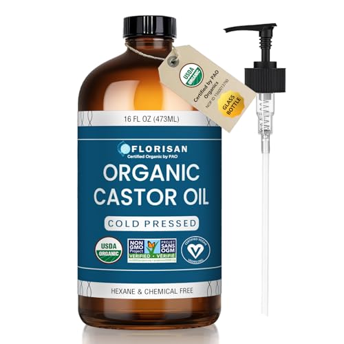 Florisan USDA Certified Organic Castor Oil 16oz Glass Bottle - Florisan Official Imagery - 1