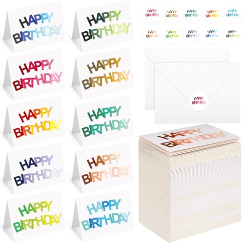 Gueevin 200 Pcs Happy Birthday Cards Bulk with Envelopes & - Product Imagery