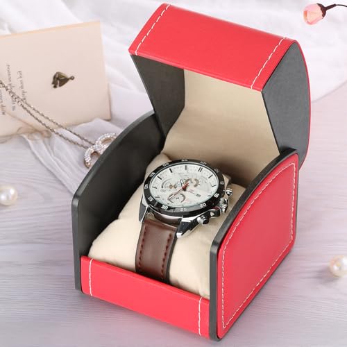 Luxury Single Watch Gift Box with Removable Pillow, PU Leather - Product Imagery
