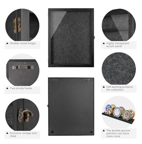 AW BRIDAL Black Large Shadow Box with Shelves 13x17in, Medal - Product Imagery