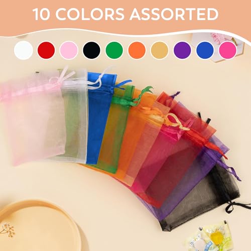 50PCS Organza Bags 3x4 Multicolor, Small Gift Bags for Jewelry - Product Imagery