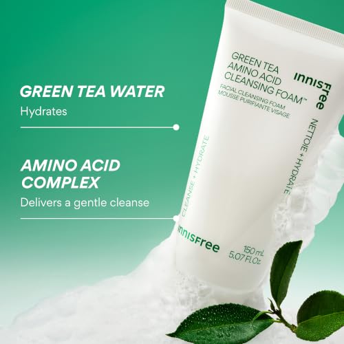 innisfree Green Tea Amino Acid Cleansing Foam, Sulfate-Free - Product Imagery