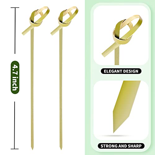200PCS Cocktail Picks, Bamboo Knot Skewers, Fancy Toothpicks for - Product Imagery