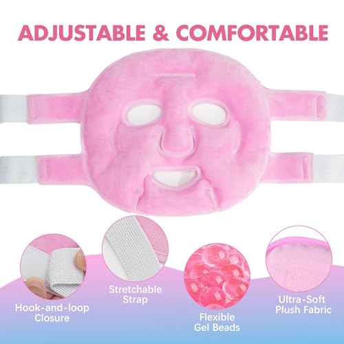 LotFancy Face Ice Pack, Reusable Ice Face Mask, Gel Bead Cold - Product Imagery