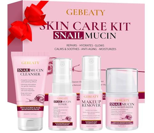 Snail Mucin Skincare Set, 4 Step Routine for Hydrated & - Product Imagery