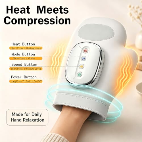 CARYOWN Cordless Hand Massager with Heat and Compression - Product Imagery