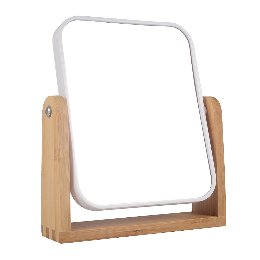 Makeup Mirror with Natural Bamboo Stand 1X 3X Magnification - YYPDC Official Product Imagery - 1