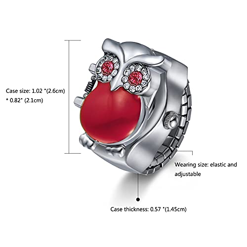 JewelryWe Women Men Finger Watch Stylish Owl Flip-Open Cover - Product Imagery