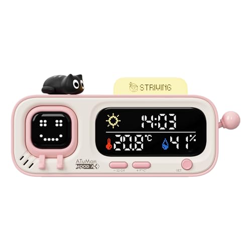 Mooda Smart Thermometer Hygrometer Clock with Retro Pixel - ATuMan Official Imagery - 1