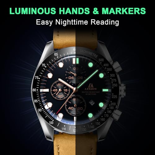 LN LENQIN Mens Watches Leather Watch Luminous Analog Quartz - Product Imagery