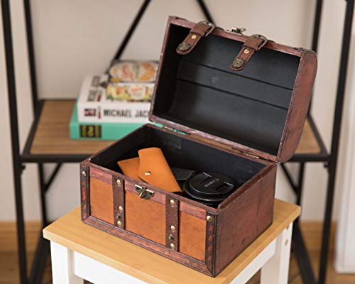 Vintiquewise(TM Decorative Wood Leather Treasure Box (Large - Product Imagery