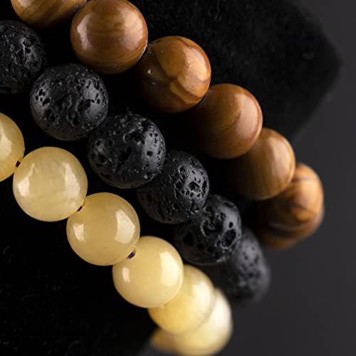 TIGERSTAR Natural Lava Rock Beads Bracelet,Stretch Elastic - Product Imagery