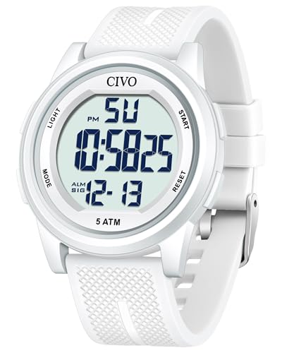 CIVO Digital Watches for Women Men: 44mm Large Dial Waterproof - Product Imagery