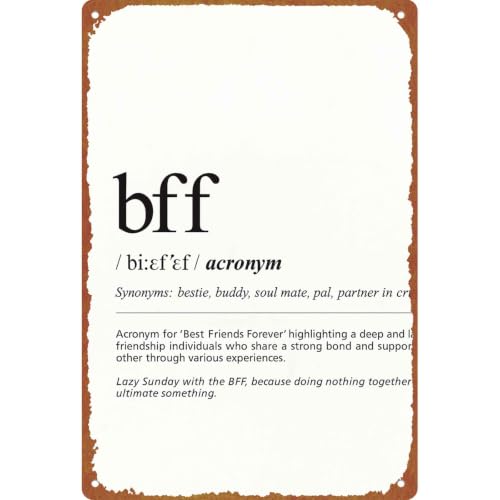 8x12 Inch Aluminum BFF Definition Print Sign, Best Friend - Product Imagery