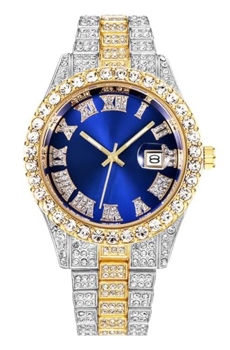SENRUD Unisex Crystal Watch Luxury Stainless Steel Iced-Out - Product Imagery