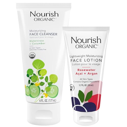 Nourish Organic Face Cleanser Face Lotion Set Lightweight - Nourish Organic Official Imagery - 1