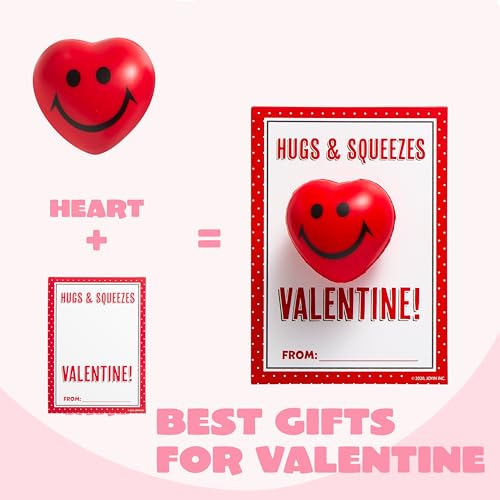 JOYIN 28 Packs Heart Shape Stress Ball with Cards Stress Relief - Product Imagery