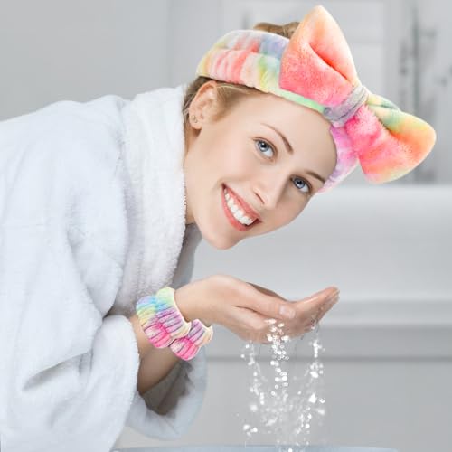 Wteehn 6pcs Headband and Wristband for Face Washing, Makeup Spa - Product Imagery