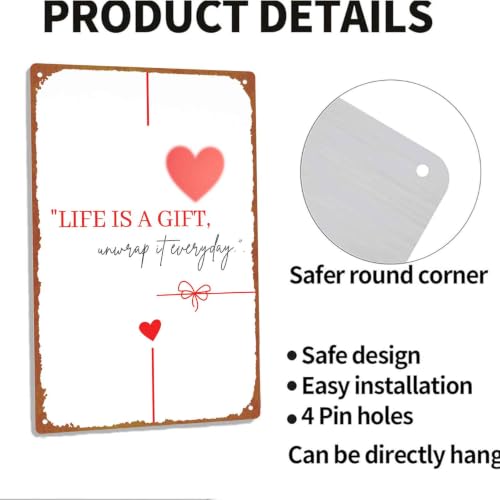 8x12 Inch Aluminum Wall Art, Life Is A Gift Unwrap It Everyday - Product Imagery