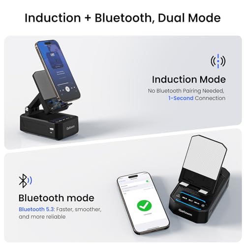 Wireless Induction Speaker with Phone Stand, tech Gifts for Men - Product Imagery