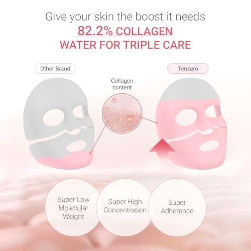 tenzero Rose Peptide Collagen Mask Pack (3 Sheets x 30g), - Product Imagery