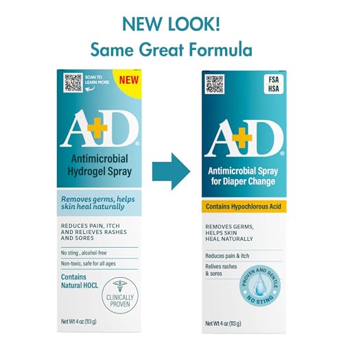 A+D Antimicrobial Hydrogel Spray with Hypochlorous Acid Spray - Product Imagery