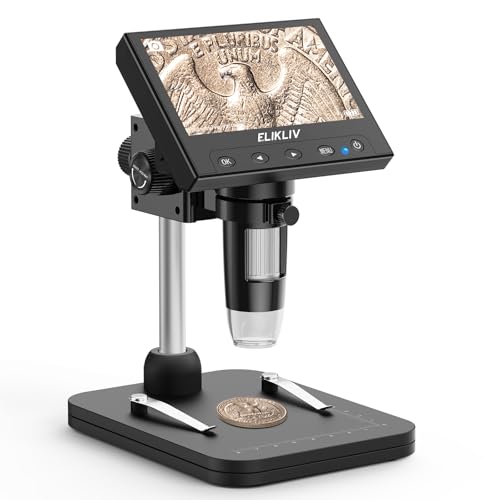 Elikliv Coin Microscope, 4.3'' LCD Digital Microscope 1000x - Product Imagery