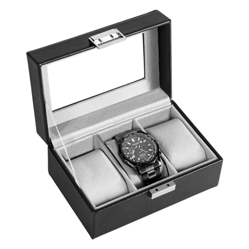 ProCase Watch Box, 3 Slot Mens Watch Display Case, Black - Product Imagery