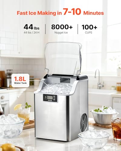 VEVOR Countertop Ice Maker, 44 lbs per Day, Self-Cleaning - Product Imagery