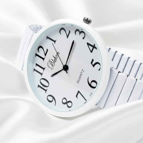 Geneva Super Large Stretch Watch Clear Number Easy Read (White) - Product Imagery