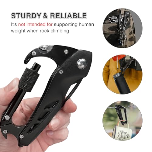 Multitool Carabiner with Pocket Knife, Bottle Opener - Product Imagery