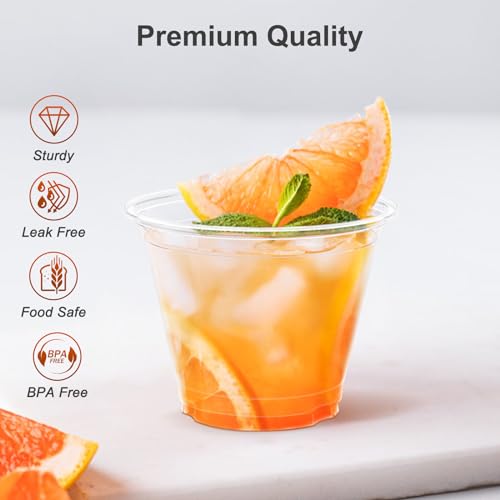 Dealusy 100 Pack 9 oz Clear Plastic Cups - Product Imagery