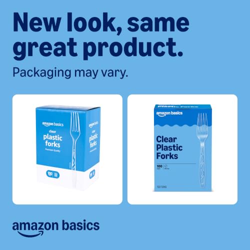 Amazon Basics Disposable Clear Plastic Forks, Premium Quality, - Product Imagery
