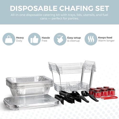 Alpha Living 6 Pack - Disposable Chafing Dish Buffet Set, Half - Product Imagery