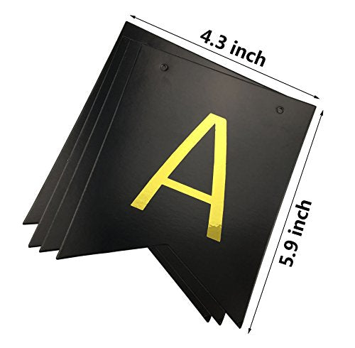 Black Happy Birthday Bunting Banner with Shiny Gold Letters - Product Imagery