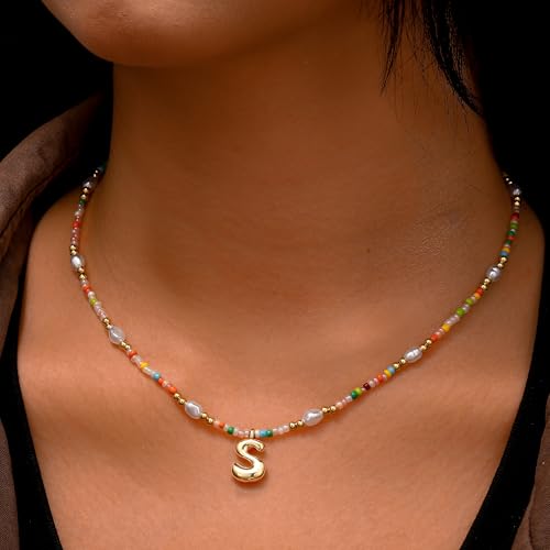 Initial Necklaces for Women Girls Kids - Light Colorful Beaded - Product Imagery
