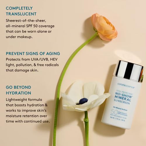Colorescience, No-Show Mineral Sunscreen, SPF 50, 1.7 Fl Oz - Product Imagery