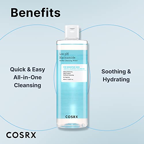 COSRX Low pH Niacinamide Cleansing Water for Sensitive Skin, - Product Imagery
