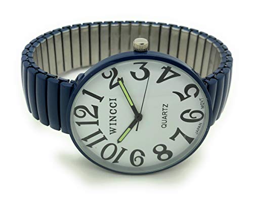 Mens Ladies Jumbo Big Numbers Stretch Elastic Band Analog Quartz - Product Imagery