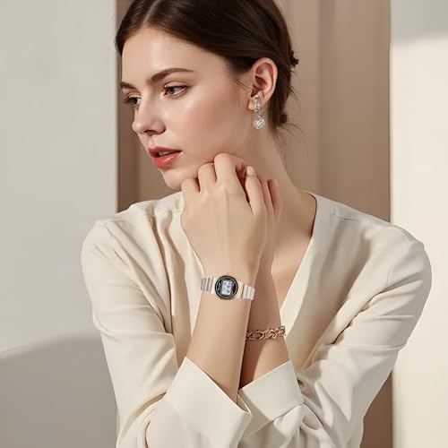 Gosasa Women's Petite Retro Digital Watch, Steel Bracelet, LED - Product Imagery