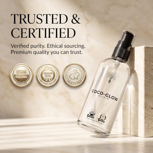 Coco Glow Elixir USDA Certified Organic Fractionated Coconut Oil - Product Imagery