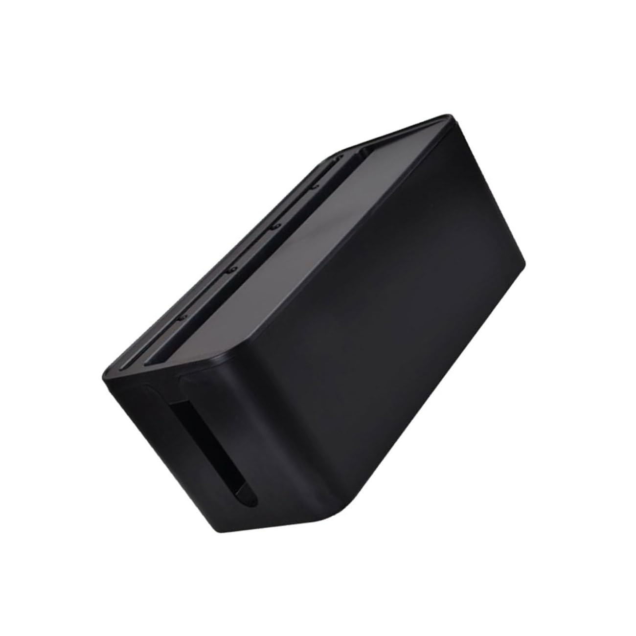 Housoutil Black Plastic Wire Organizer Box with Lid for Cable Storage