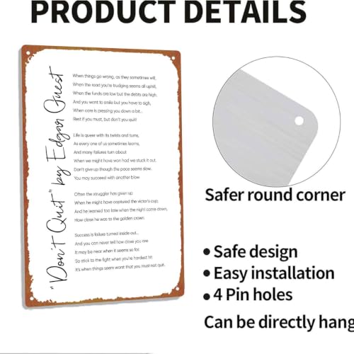 8x12 Inch Aluminum Metal Sign, Inspirational Wall Art Poster for - Product Imagery