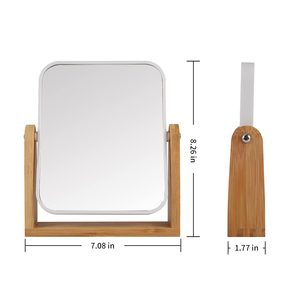 Makeup Mirror with Natural Bamboo Stand 1X 3X Magnification - YYPDC Official Product Imagery - 4