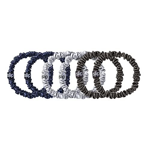 Slip Silk Hair Ties, Midnight Collection Scrunchies, Set of 6 | - Product Imagery