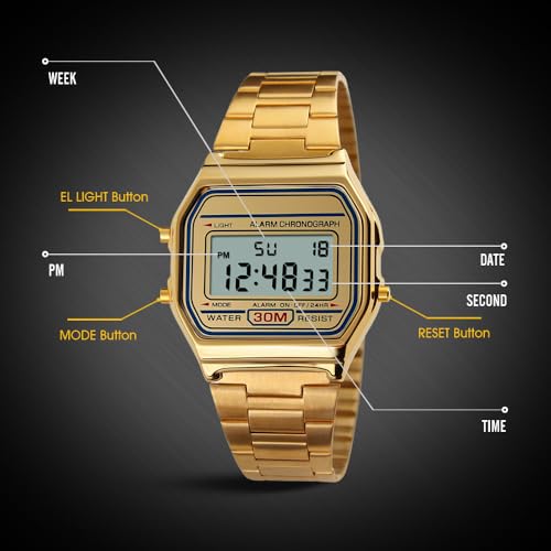 VIGOROSO Vintage Waterproof Digital Watches for Men Wrist - Product Imagery