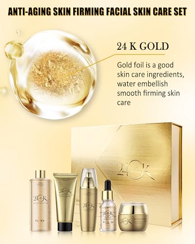 Skin Care Toiletry Kit, 24K Gold Skin Care Set for Women, - Product Imagery